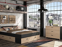 Bed met opbergruimte eveline 160x200 - zwart/kastanjehout - afbeelding 6 van  7