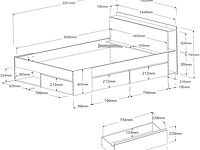 Bed most 140x190/200cm met lades - zwart - afbeelding 7 van  7
