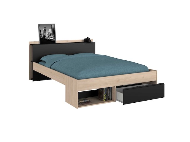 Bed most 140x190/200cm met lades - zwart - afbeelding 3 van  7