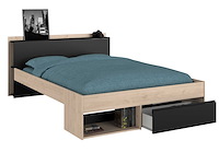 Bed most 140x190/200cm met lades - zwart - afbeelding 3 van  7
