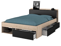 Bed most 140x190/200cm met lades - zwart - afbeelding 4 van  7
