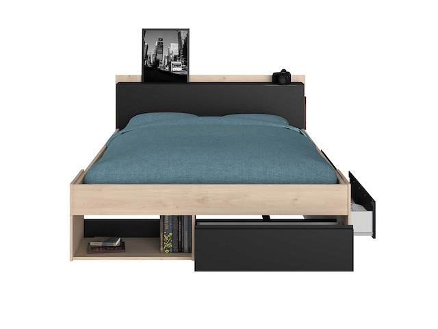 Bed most 140x190/200cm met lades - zwart - afbeelding 5 van  7