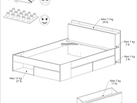 Bed most 140x190/200cm met lades - zwart - afbeelding 6 van  7