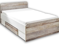 Bed petrus 140x200 met 2 lades - wit/drijfhout - afbeelding 1 van  2