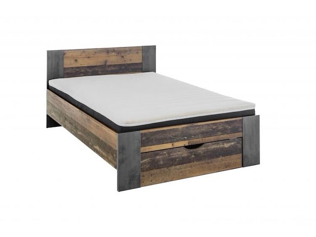Bed rudi 140x200 met 1 lade - old style/beton - afbeelding 2 van  6