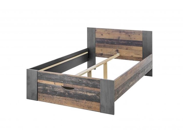 Bed rudi 140x200 met 1 lade - old style/beton - afbeelding 4 van  6