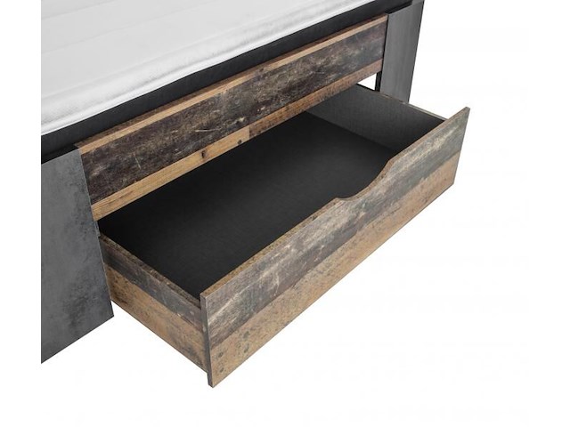 Bed rudi 140x200 met 1 lade - old style/beton - afbeelding 5 van  6
