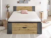 Bed rudi 140x200 met 1 lade - oude eik/beton - afbeelding 2 van  2