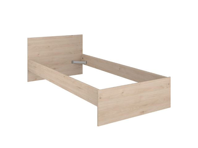 Bed shelby 90x200 cm met 2 opberglades en achterbouw-eik/wit - afbeelding 4 van  5