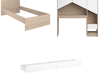Bed shelby 90x200 cm met 2 opberglades en achterbouw-eik/wit - afbeelding 5 van  5