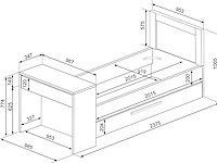 Bed shipley 90x200 met bureau en bedlade - grenen/ wit - afbeelding 6 van  7