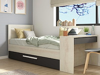 Bed shipley 90x200 met bureau en bedlade - grenen/ wit - afbeelding 1 van  7