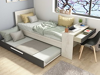 Bed shipley 90x200 met bureau en bedlade - grenen/ wit - afbeelding 4 van  7