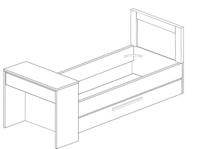 Bed shipley 90x200 met bureau en bedlade - grenen/ wit - afbeelding 6 van  7