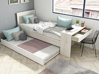 Bed shipley 90x200 met bureau en lade - wit grenen - afbeelding 6 van  7
