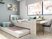 Bed shipley 90x200 met bureau en lade - wit grenen - afbeelding 2 van  7