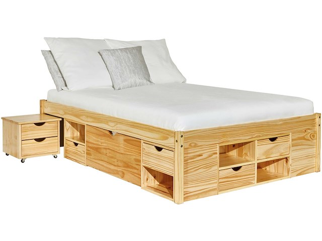Bed xavier 160x200cm met opbergruimte - dennenhout - afbeelding 1 van  8
