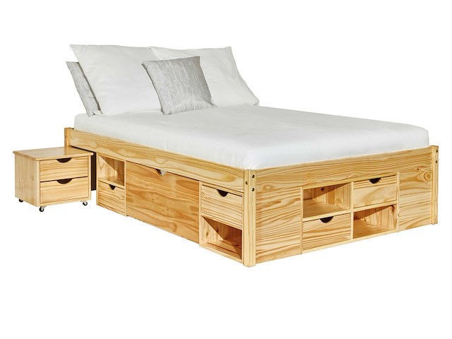 Bed xavier 180x200cm met opbergruimte - dennenhout - afbeelding 1 van  7