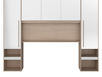 Bedbrug ponte 265cm met twee nachttafeltjes en led-verlichting - hoogglans wit/eikdecor - afbeelding 3 van  8