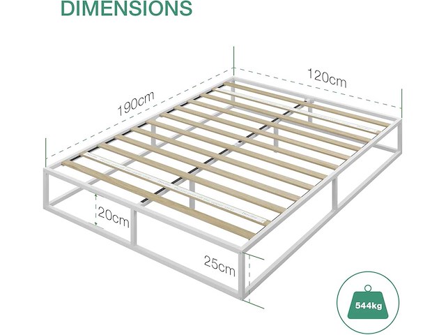 Bedframe metalen platform voor matrassen van 120 x 190 cm - afbeelding 2 van  8
