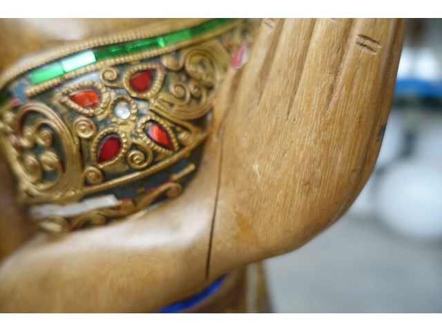 Beeld in hout thais swadee - afbeelding 6 van  7