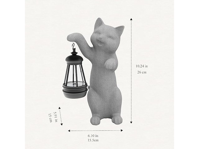 Beeld kat met solar-lantaarn - afbeelding 2 van  3