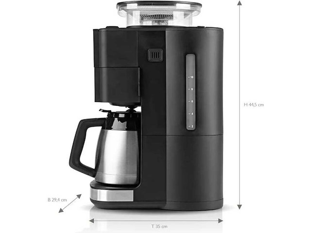 Beem fresh-aroma-perfect iii thermo koffiemachine, 1000w, met molen, zwart/roestvrij staal - afbeelding 5 van  5