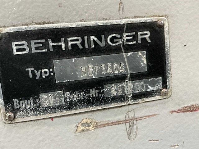 Behringer hbp360a bandzaagmachine - afbeelding 7 van  19