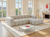 Beige chenille stof rechter hoek bank van maison céphy