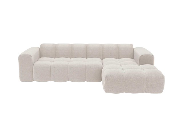 Beige chenille stof rechter hoek bank van maison céphy - afbeelding 2 van  7