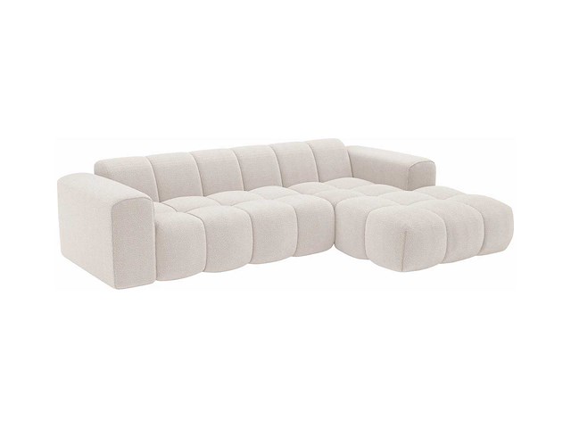 Beige chenille stof rechter hoek bank van maison céphy - afbeelding 3 van  7