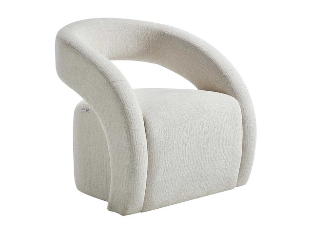 Beige chenille stoffen fauteuil van maison céphy - afbeelding 3 van  5