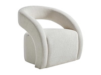 Beige chenille stoffen fauteuil van maison céphy - afbeelding 3 van  5
