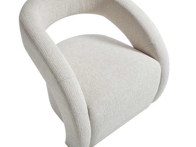 Beige chenille stoffen fauteuil van maison céphy - afbeelding 4 van  5