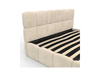 Beige fluwelen borstbed met bedbasis en hoofdeinde 160x200m - afbeelding 6 van  10