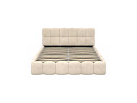 Beige fluwelen borstbed met bedbasis en hoofdeinde 160x200m - afbeelding 7 van  10