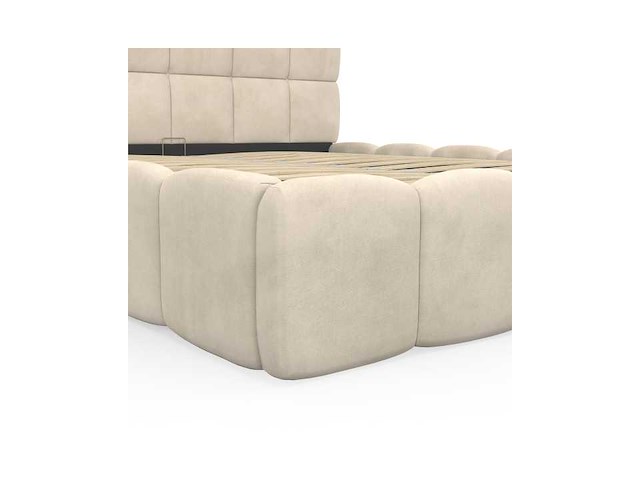 Beige fluwelen borstbed met bedbasis en hoofdeinde 160x200m - afbeelding 9 van  10