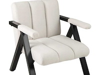 Beige ligstoel met metalen frame en armleuningen - afbeelding 1 van  4