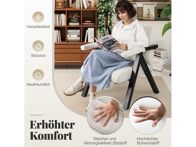 Beige ligstoel met metalen frame en armleuningen - afbeelding 3 van  4