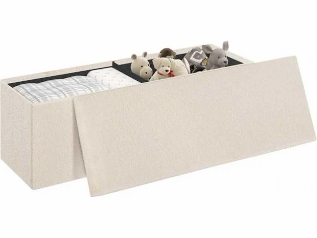 Beige ottomaanse opslagkist teddybeer 110 x 38 x 38 - afbeelding 1 van  5