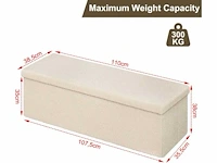 Beige ottomaanse opslagkist teddybeer 110 x 38 x 38 - afbeelding 2 van  5