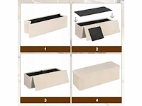 Beige ottomaanse opslagkist teddybeer 110 x 38 x 38 - afbeelding 4 van  5