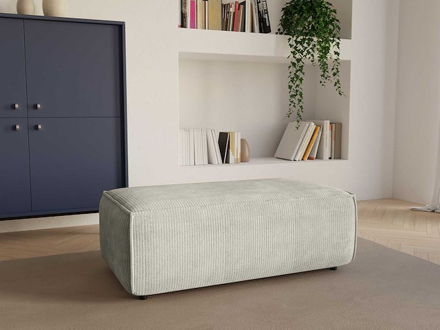 Beige ribfluwel-ottoman - afbeelding 1 van  5