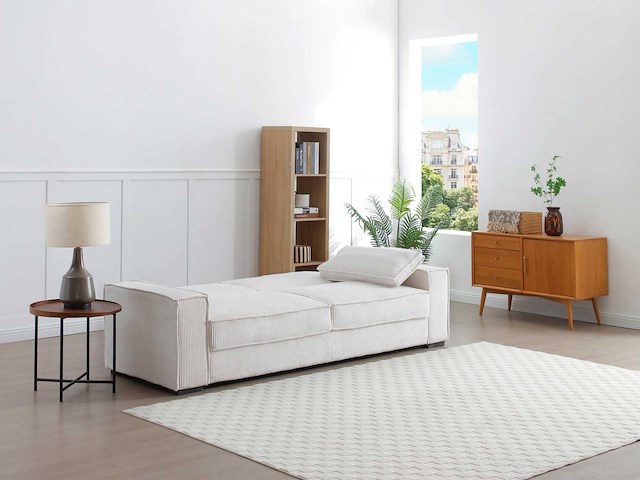 Beige ribfluwelen cabrio 3-zits bank - afbeelding 3 van  10