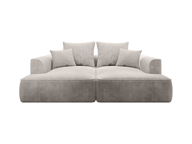 Beige ribfluwelen diepzitter 3-zits comfort bank - afbeelding 2 van  7