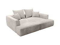 Beige ribfluwelen diepzitter 3-zits comfort bank - afbeelding 3 van  6