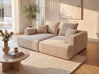 Beige ribfluwelen diepzitter 3-zits comfort bank - afbeelding 1 van  6