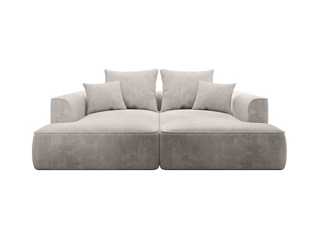 Beige ribfluwelen diepzitter 3-zits comfort bank - afbeelding 2 van  6