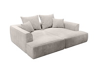 Beige ribfluwelen diepzitter 3-zits comfort bank - afbeelding 3 van  6