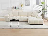 Beige stof stof rechterhoek bank - afbeelding 8 van  9